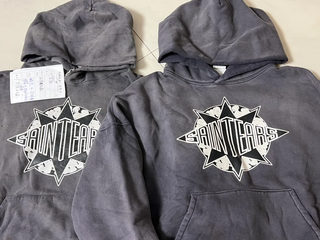 Proofing vS ZP DENIM TEARS x SAINT Mxxxxxx SAINT TEARS Hoodie/BLK Pentagram cotton ripped distressed hoodie washed black S-XL